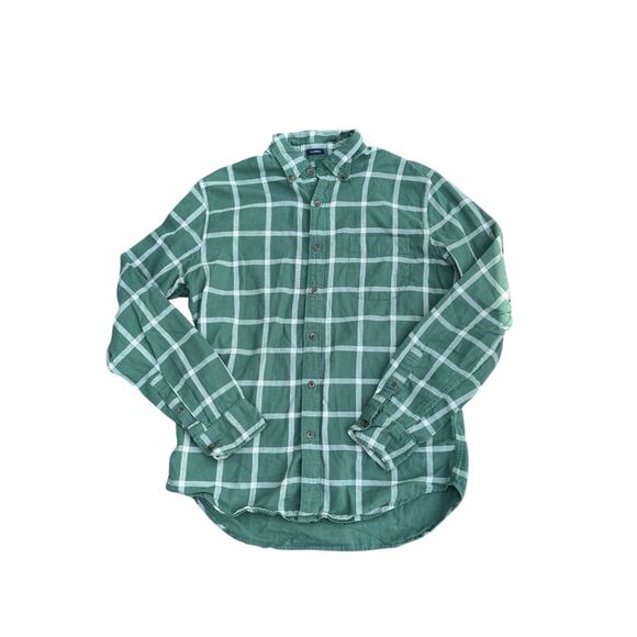 J. CREW Classic Double Weave Button Down Shirt Green Plaid Soft Cotton Men’s M - Picture 1 of 10